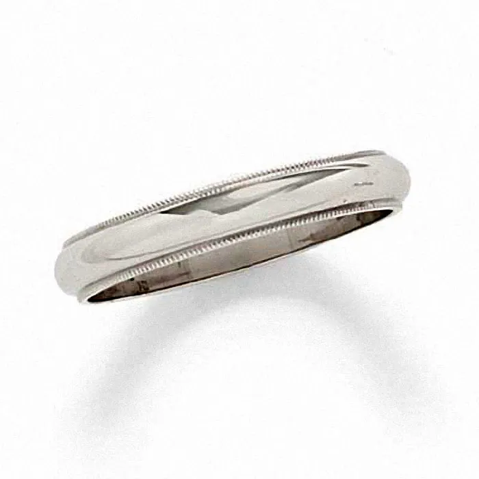 Goldia Ladies Solid 14K White Gold Milgrain Wedding Band Rings