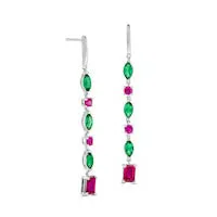 Goldia Marquise LabCreated Emerald and MultiShape Ruby Alternating Linear Drop Earrings in Sterling Silver Earrings Goldia Marquise LabCreated Emerald and MultiShape Ruby Alternating Linear Drop Earrings in Sterling Silver Earrings