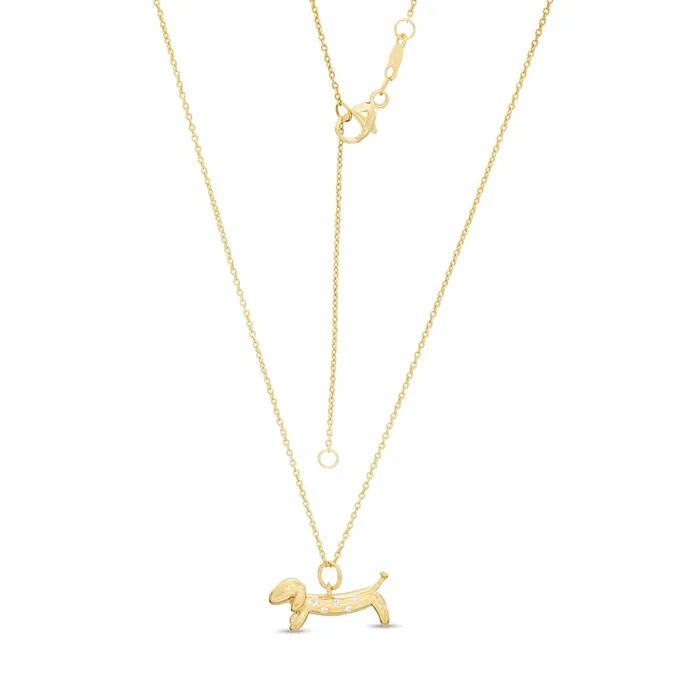 Goldia Necklaces 005 CT TW Natural Diamond Dachshund Pendant in Sterling Silver with 14K Gold Plate Goldia Necklaces 005 CT TW Natural Diamond Dachshund Pendant in Sterling Silver with 14K Gold Plate