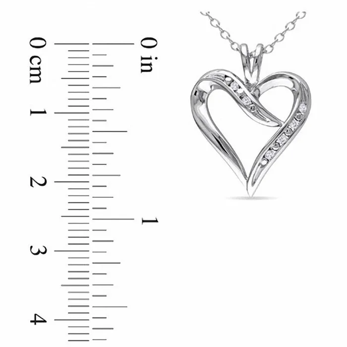 Goldia Necklaces 005 CT TW Natural Diamond HeartShaped Ribbon Pendant in Sterling Silver Goldia Necklaces 005 CT TW Natural Diamond HeartShaped Ribbon Pendant in Sterling Silver
