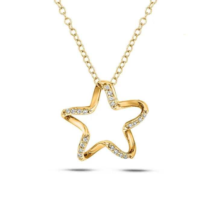 Goldia Necklaces 005 CT TW Natural Diamond Star Pendant in Sterling Silver with 14K Gold Plate Goldia Necklaces 005 CT TW Natural Diamond Star Pendant in Sterling Silver with 14K Gold Plate