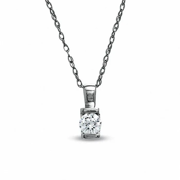 Goldia Necklaces 007 CT Natural Clarity Enhanced Solitaire Pendant in 10K White Gold Goldia Necklaces 007 CT Natural Clarity Enhanced Solitaire Pendant in 10K White Gold