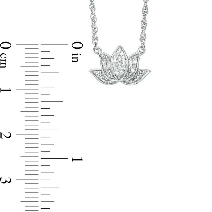 Goldia Necklaces 007 CT TW Natural Diamond Lotus Flower with good karma Message Necklace in Sterling Silver 175 Goldia Necklaces 007 CT TW Natural Diamond Lotus Flower with good karma Message Necklace in Sterling Silver 175