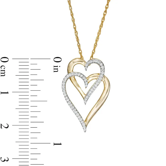 Goldia Necklaces 01 CT TW Natural Diamond Interlocking Double Elongated Heart Necklace in 10K Yellow Gold Goldia Necklaces 01 CT TW Natural Diamond Interlocking Double Elongated Heart Necklace in 10K Yellow Gold