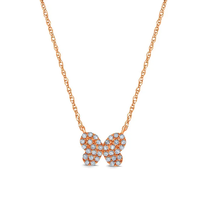 Goldia Necklaces 02 CT TW Natural Diamond Butterfly Necklace in Sterling Silver with 14K Rose Gold Plate Goldia Necklaces 02 CT TW Natural Diamond Butterfly Necklace in Sterling Silver with 14K Rose Gold Plate