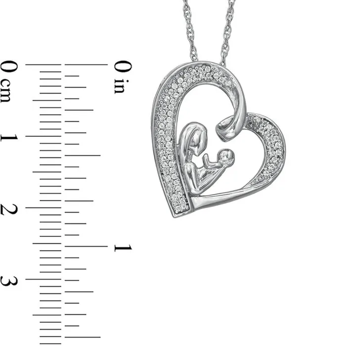 Goldia Necklaces 02 CT TW Natural Diamond Motherly Love Tilted Heart Pendant in Sterling Silver Goldia Necklaces 02 CT TW Natural Diamond Motherly Love Tilted Heart Pendant in Sterling Silver