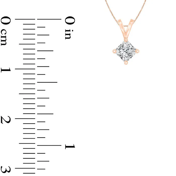 Goldia Necklaces 025 CT Certified PrincessCut Natural Clarity Enhanced Solitaire Pendant in 14K Rose Gold ISI2 Goldia Necklaces 025 CT Certified PrincessCut Natural Clarity Enhanced Solitaire Pendant in 14K Rose Gold ISI2