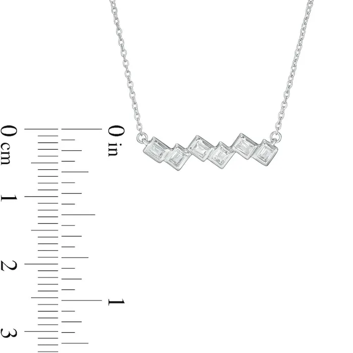 Goldia Necklaces 025 CT TW Baguette Natural Diamond Zigzag BezelSet Necklace in 10K White Gold Goldia Necklaces 025 CT TW Baguette Natural Diamond Zigzag BezelSet Necklace in 10K White Gold