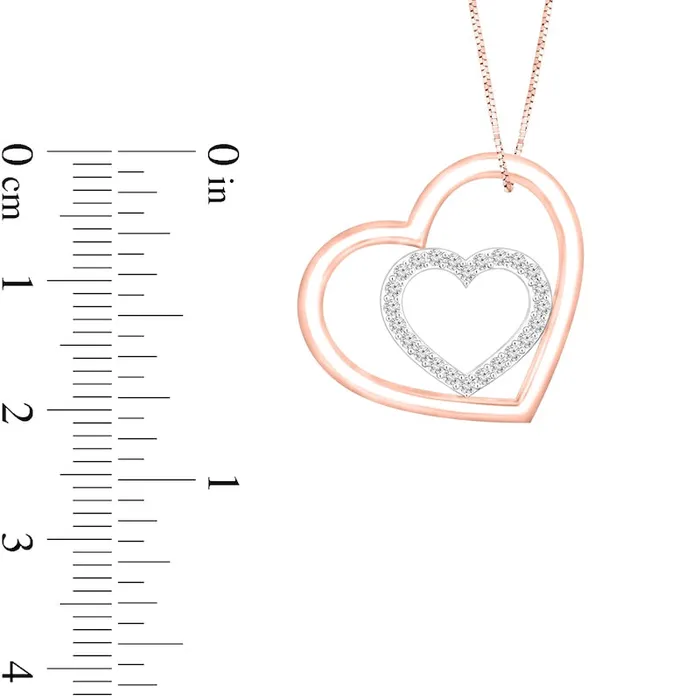 Goldia Necklaces 025 CT TW Natural Diamond Tilted Double Heart Outline Pendant in 10K Rose Gold Goldia Necklaces 025 CT TW Natural Diamond Tilted Double Heart Outline Pendant in 10K Rose Gold