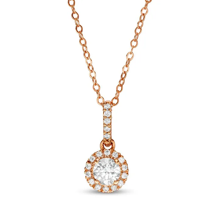 Goldia Necklaces 038 CT TW Natural Diamond Frame Pendant in 14K Rose Gold Goldia Necklaces 038 CT TW Natural Diamond Frame Pendant in 14K Rose Gold