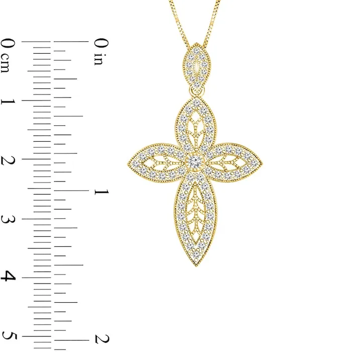 Goldia Necklaces 063 CT TW Natural Diamond Art Deco Antique VintageStyle Cross Pendant in 10K Yellow Gold Goldia Necklaces 063 CT TW Natural Diamond Art Deco Antique VintageStyle Cross Pendant in 10K Yellow Gold