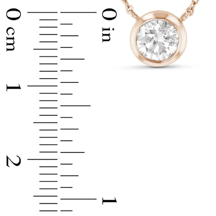 Goldia Necklaces 1 CT Natural Clarity Enhanced BezelSet Solitaire Necklace in 14K Rose Gold ISI2 Goldia Necklaces 1 CT Natural Clarity Enhanced BezelSet Solitaire Necklace in 14K Rose Gold ISI2