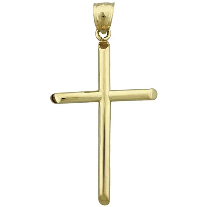 Goldia Necklaces 14K Gold 40MM Beveled Cross Pendant