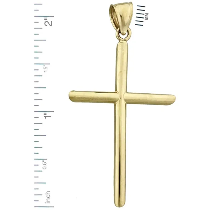 Goldia Necklaces 14K Gold 40MM Beveled Cross Pendant