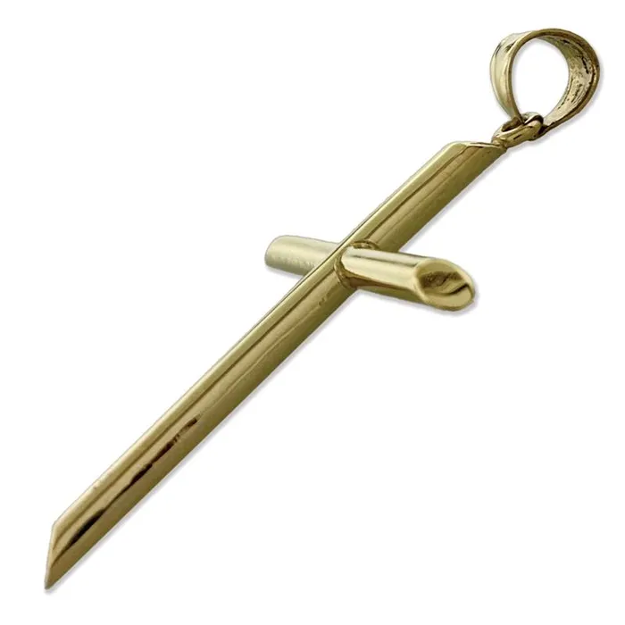Goldia Necklaces 14K Gold 40MM Beveled Cross Pendant