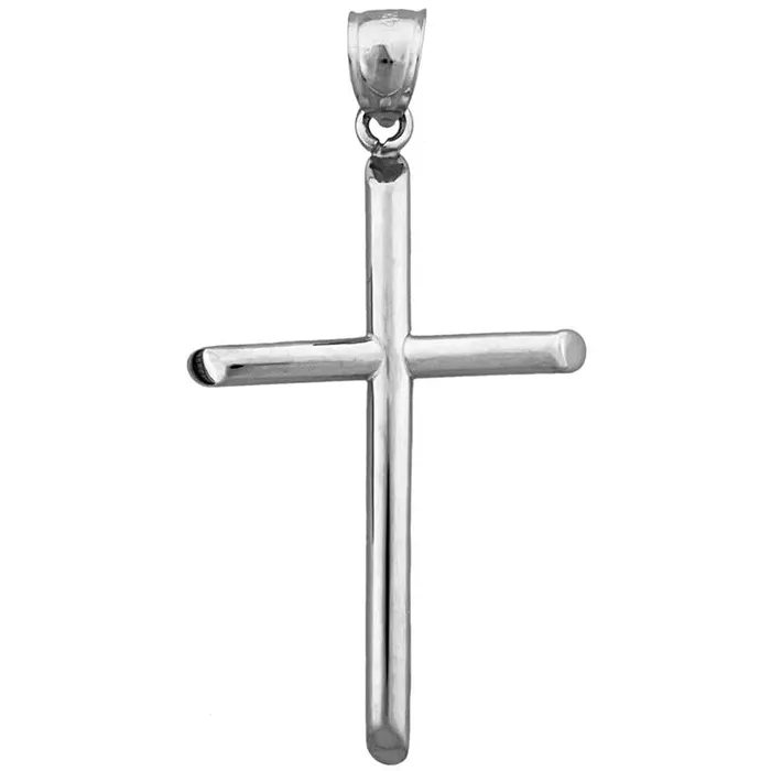 Goldia Necklaces 14K Gold 40MM Beveled Cross Pendant