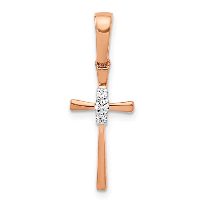 Goldia Necklaces 14k Rose Gold 120ct Real Diamond Cross Pendant
