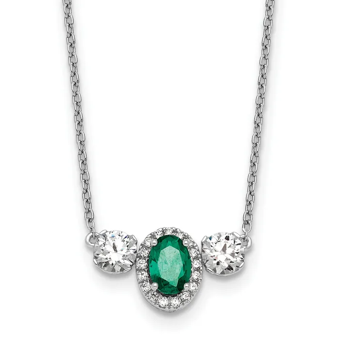 Goldia Necklaces 14k White Gold 1 18 Ct Lab Grown Diamond VSSI G and Created Emerald Three Stone 16 inch Necklace Goldia Necklaces 14k White Gold 1 18 Ct Lab Grown Diamond VSSI G and Created Emerald Three Stone 16 inch Necklace