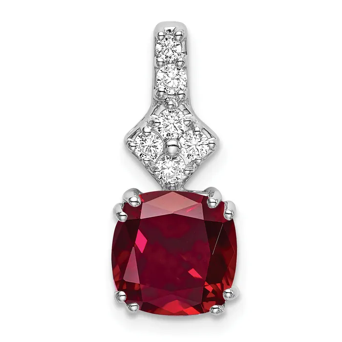 Goldia Necklaces 14k White Gold 15 Ct Lab Grown Diamond VSSI G and Lab Created Ruby Pendant Goldia Necklaces 14k White Gold 15 Ct Lab Grown Diamond VSSI G and Lab Created Ruby Pendant