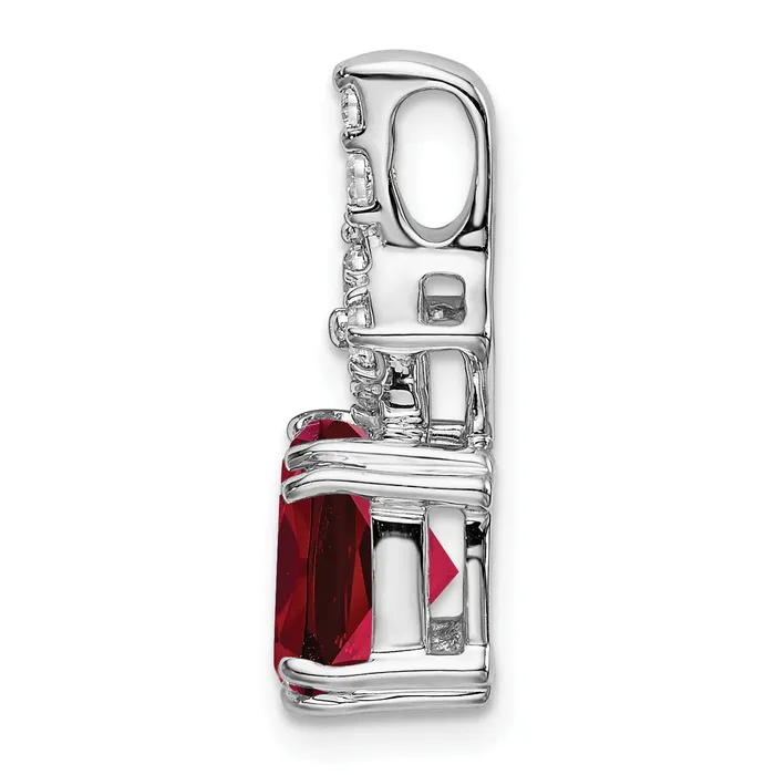 Goldia Necklaces 14k White Gold 15 Ct Lab Grown Diamond VSSI G and Lab Created Ruby Pendant