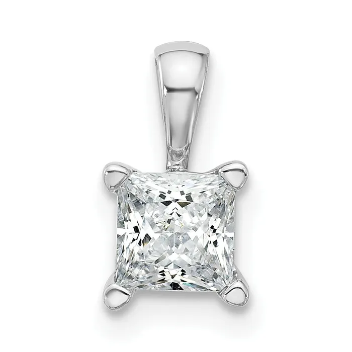 Goldia Necklaces 14k White Gold 34 Ct Lab Grown Diamond VSSI G Princess Four Prong Pendant Goldia Necklaces 14k White Gold 34 Ct Lab Grown Diamond VSSI G Princess Four Prong Pendant