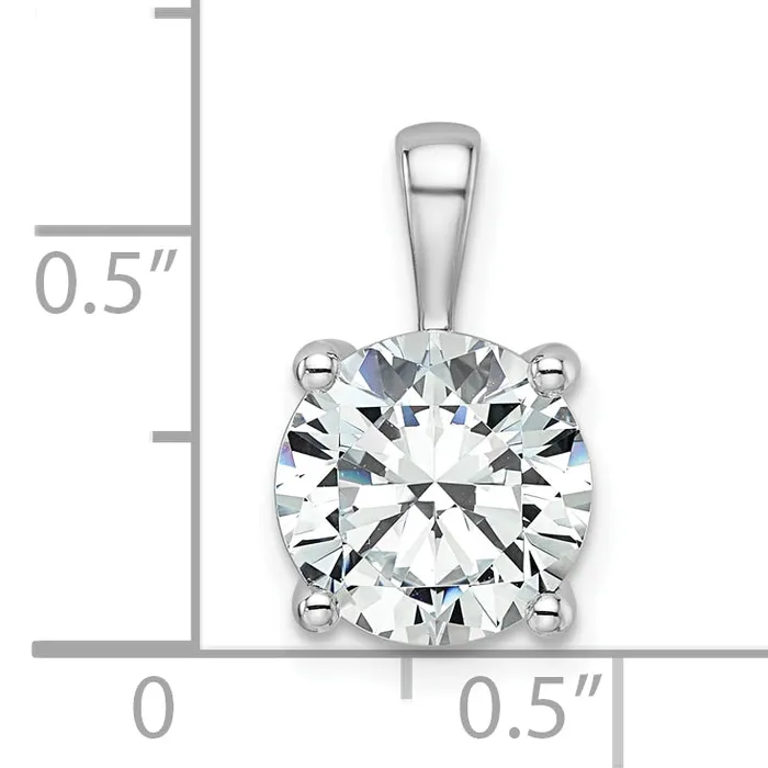 Goldia Necklaces 14k White Gold 3 Ct Certified Lab Grown Diamond VSSI G Round Four Prong Pendant