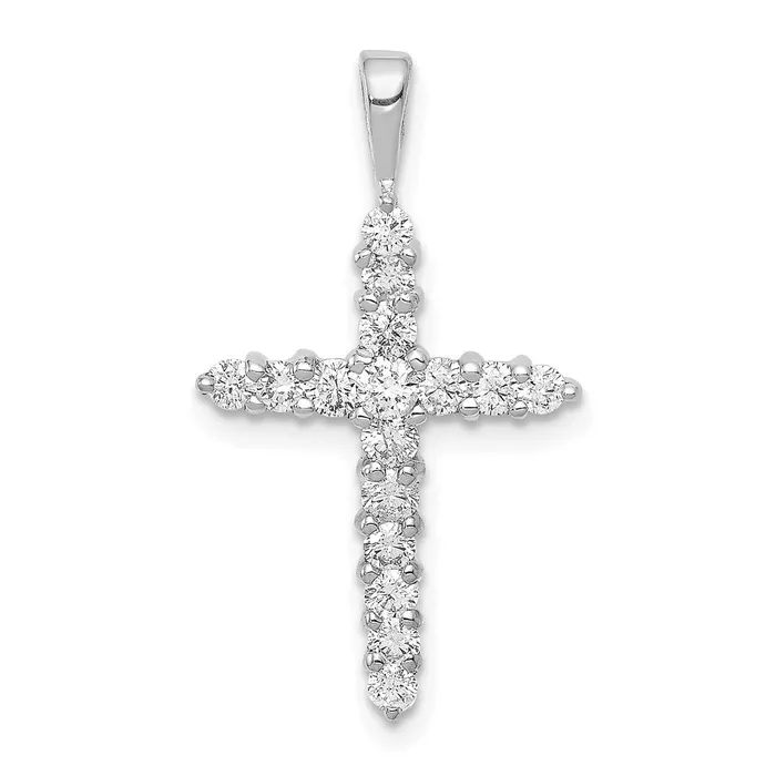 Goldia Necklaces 14k White Gold AA 12ct Real Diamond Cross Pendant