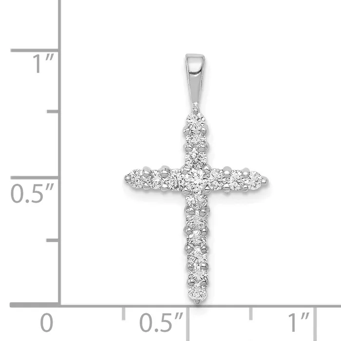 Goldia Necklaces 14k White Gold AA 12ct Real Diamond Cross Pendant