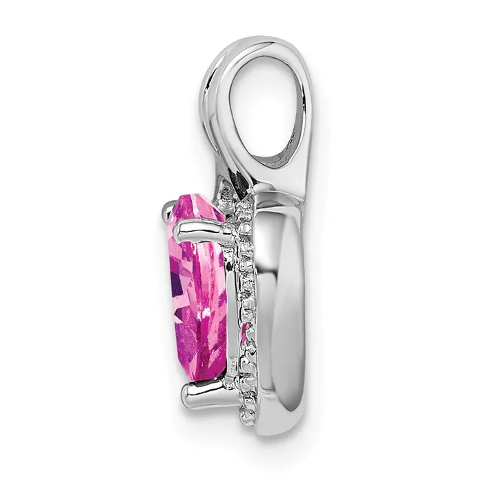 Goldia Necklaces 14k White Gold Created Pink Sapphire and Real Diamond Heart Pendant