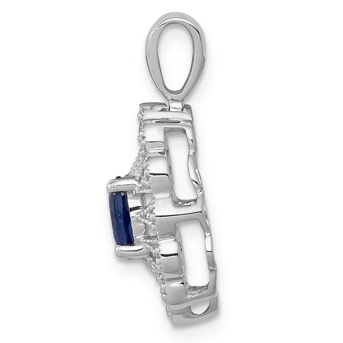 Goldia Necklaces 14k White Gold Fancy Real Diamond and 57 Sapphire Pendant