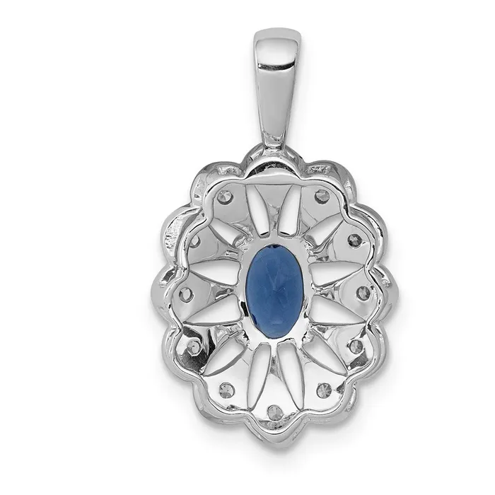 Goldia Necklaces 14k White Gold Fancy Real Diamond and 57 Sapphire Pendant