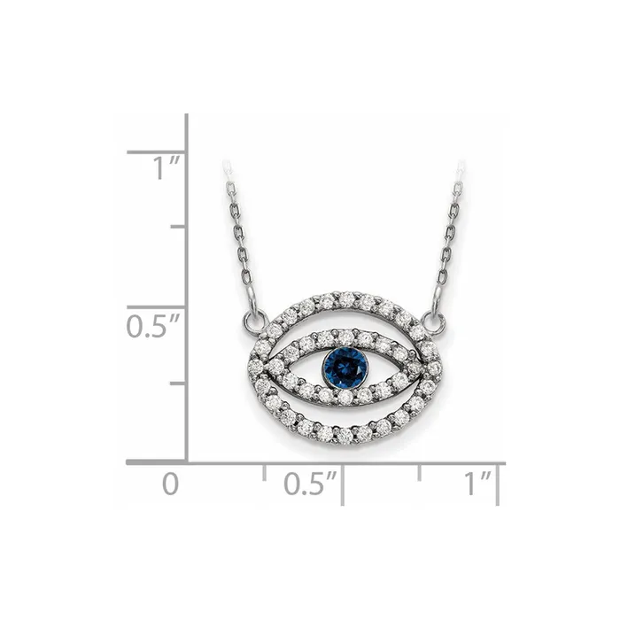 Goldia Necklaces 14k White Gold Medium Necklace Diamond and Sapphire Gold Halo Evil Eye