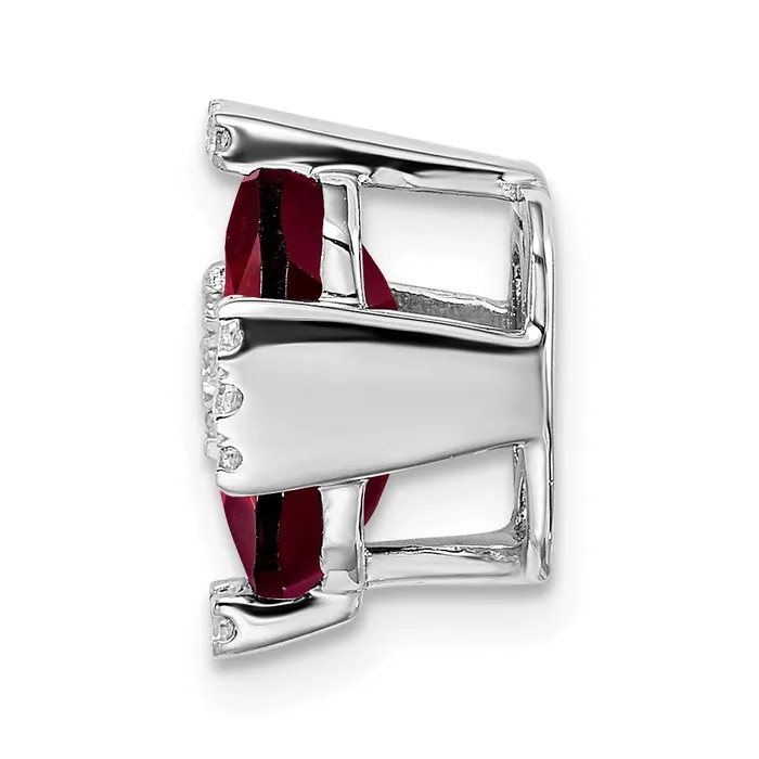 Goldia Necklaces 14k White Gold Octagon Garnet and Real Diamond Chain Slide