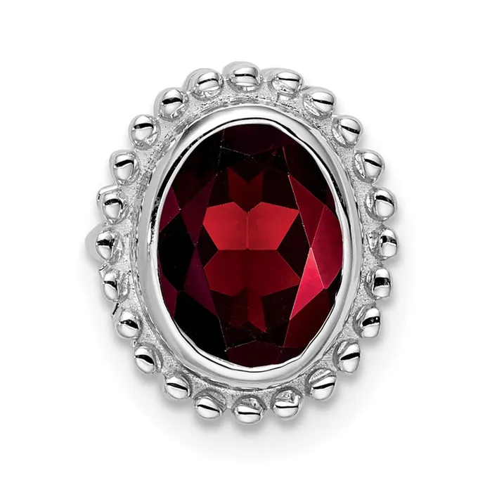Goldia Necklaces 14k White Gold Oval Garnet Chain Slide