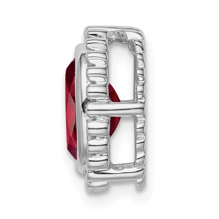 Goldia Necklaces 14k White Gold Oval Garnet Chain Slide