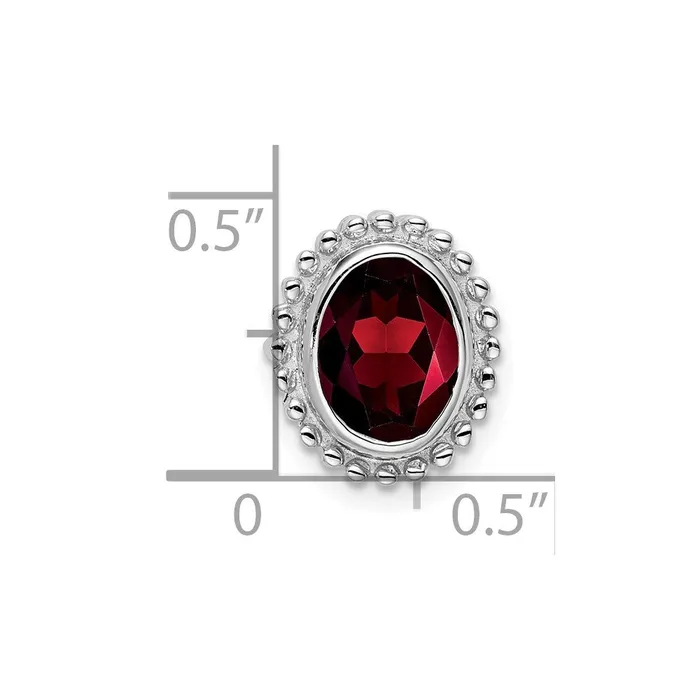 Goldia Necklaces 14k White Gold Oval Garnet Chain Slide