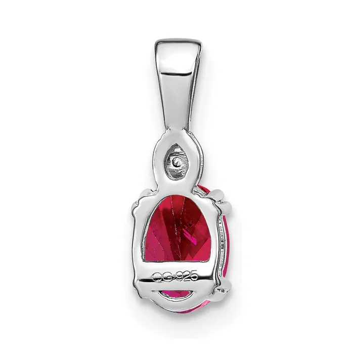 Goldia Necklaces 14k White Gold Oval Ruby and Real Diamond Pendant