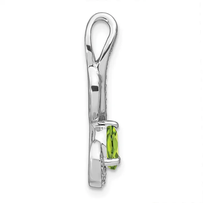 Goldia Necklaces 14k White Gold Peridot and Real Diamond Swirl Pendant