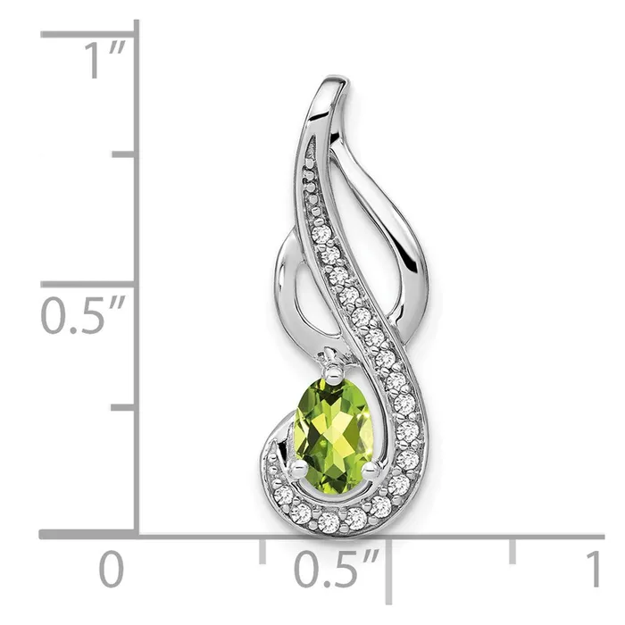 Goldia Necklaces 14k White Gold Peridot and Real Diamond Swirl Pendant