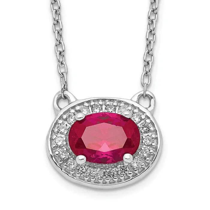 Goldia Necklaces 14k White Gold Real Diamond and Oval Ruby 18 inch Necklace Goldia Necklaces 14k White Gold Real Diamond and Oval Ruby 18 inch Necklace