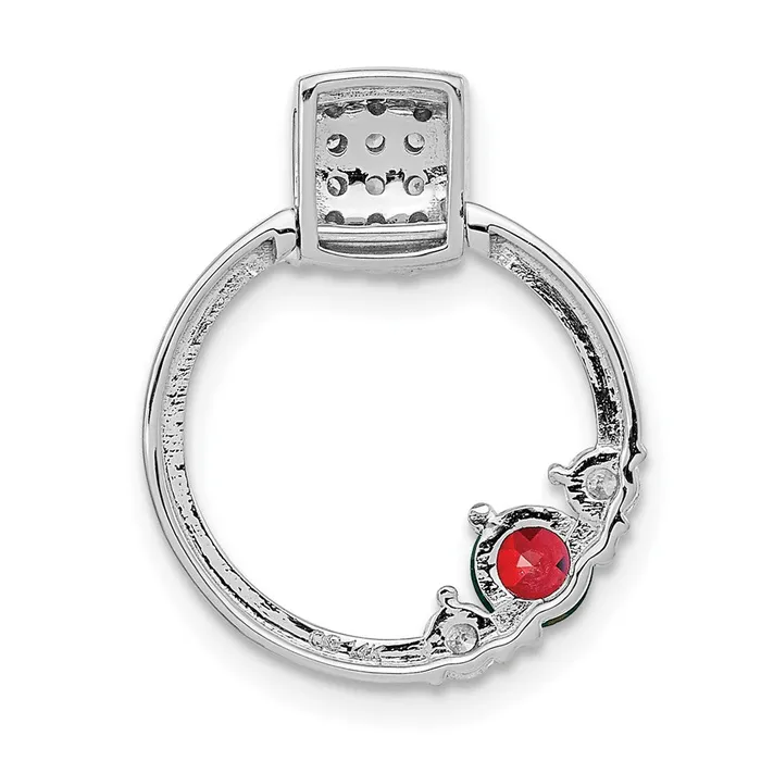 Goldia Necklaces 14k White Gold Real Diamond and Ruby Circle Chain Slide