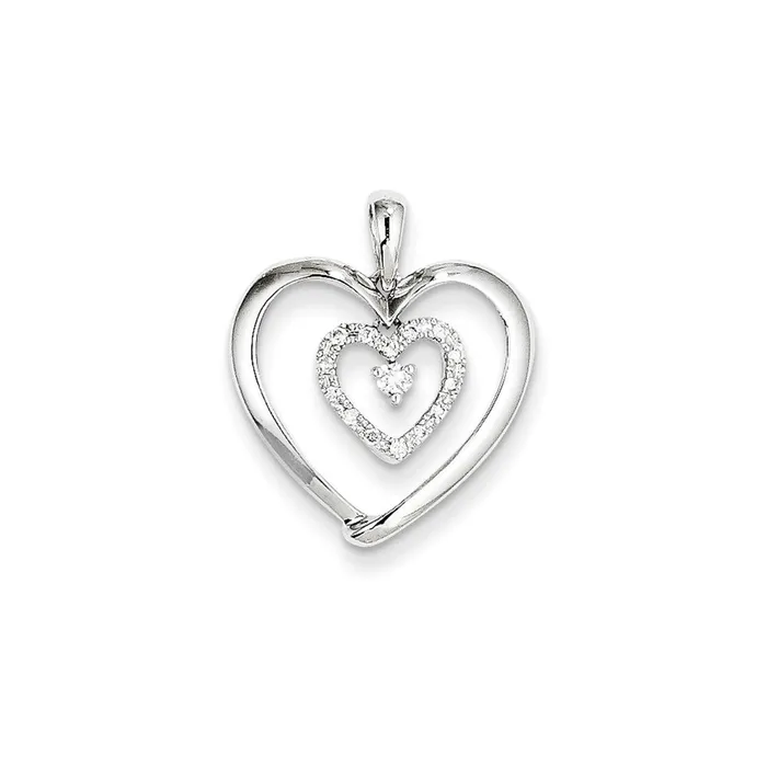 Goldia Necklaces 14K White Gold Real Diamond Heart Dangle Pendant