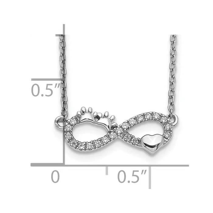 Goldia Necklaces 14k White Gold Real Diamond Infinity PawprintHeart 18 inch Necklace