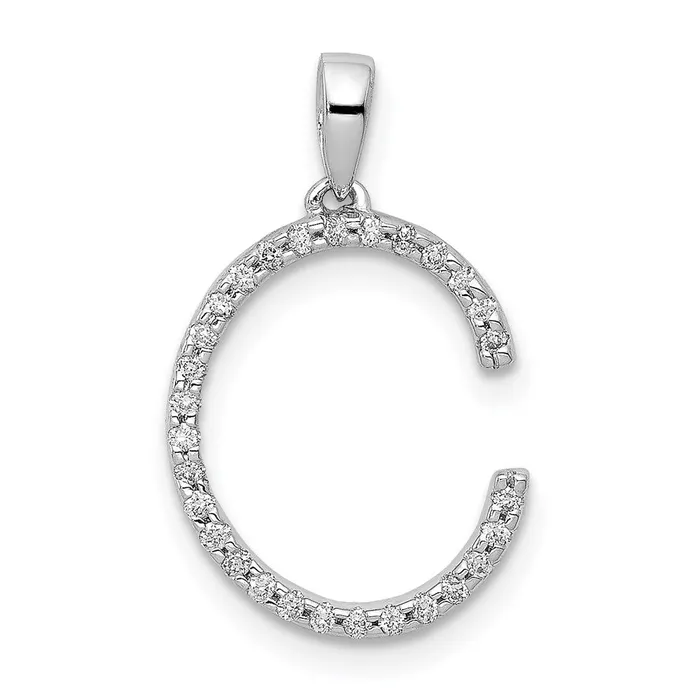Goldia Necklaces 14K White Gold Real Diamond Letter C Initial Pendant
