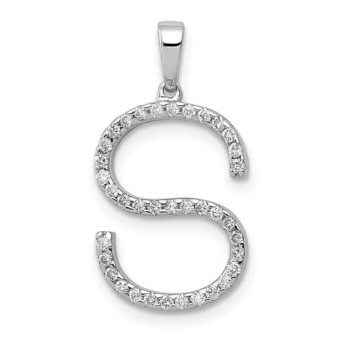 Goldia Necklaces 14K White Gold Real Diamond Letter S Initial Pendant