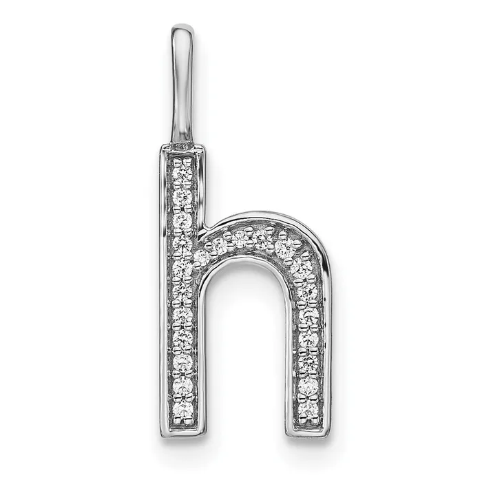 Goldia Necklaces 14K White Gold Real Diamond Lower Case Letter H Initial Pendant Goldia Necklaces 14K White Gold Real Diamond Lower Case Letter H Initial Pendant