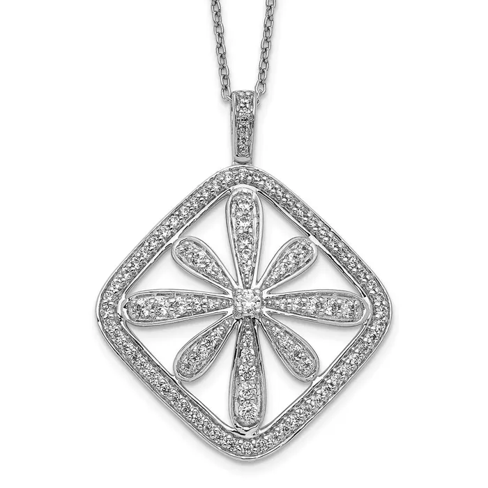 Goldia Necklaces 14k White Gold Real Diamond Vintage Necklace