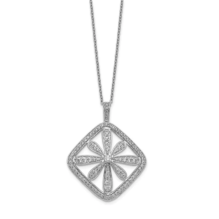 Goldia Necklaces 14k White Gold Real Diamond Vintage Necklace