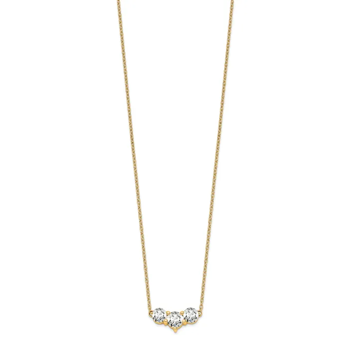 Goldia Necklaces 14k Yellow Gold 1 12 Ct Lab Grown Diamond VSSI G 18 inch Three Stone Necklace