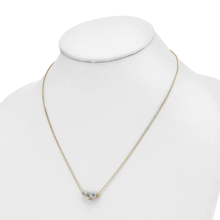 Goldia Necklaces 14k Yellow Gold 1 12 Ct Lab Grown Diamond VSSI G 18 inch Three Stone Necklace